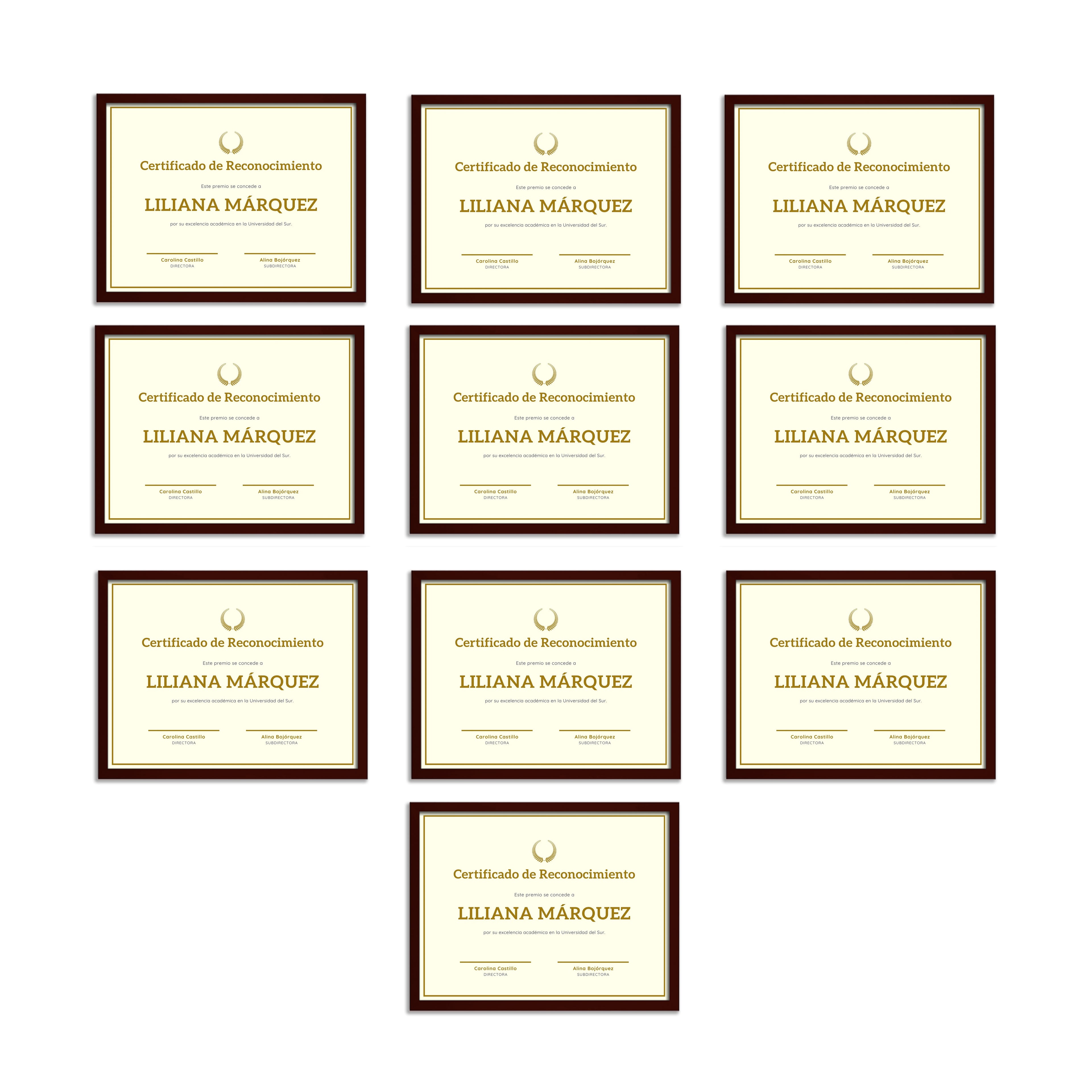 Marcos Tamaño Carta P/diplomas-reconocimientos Set 10 Piezas