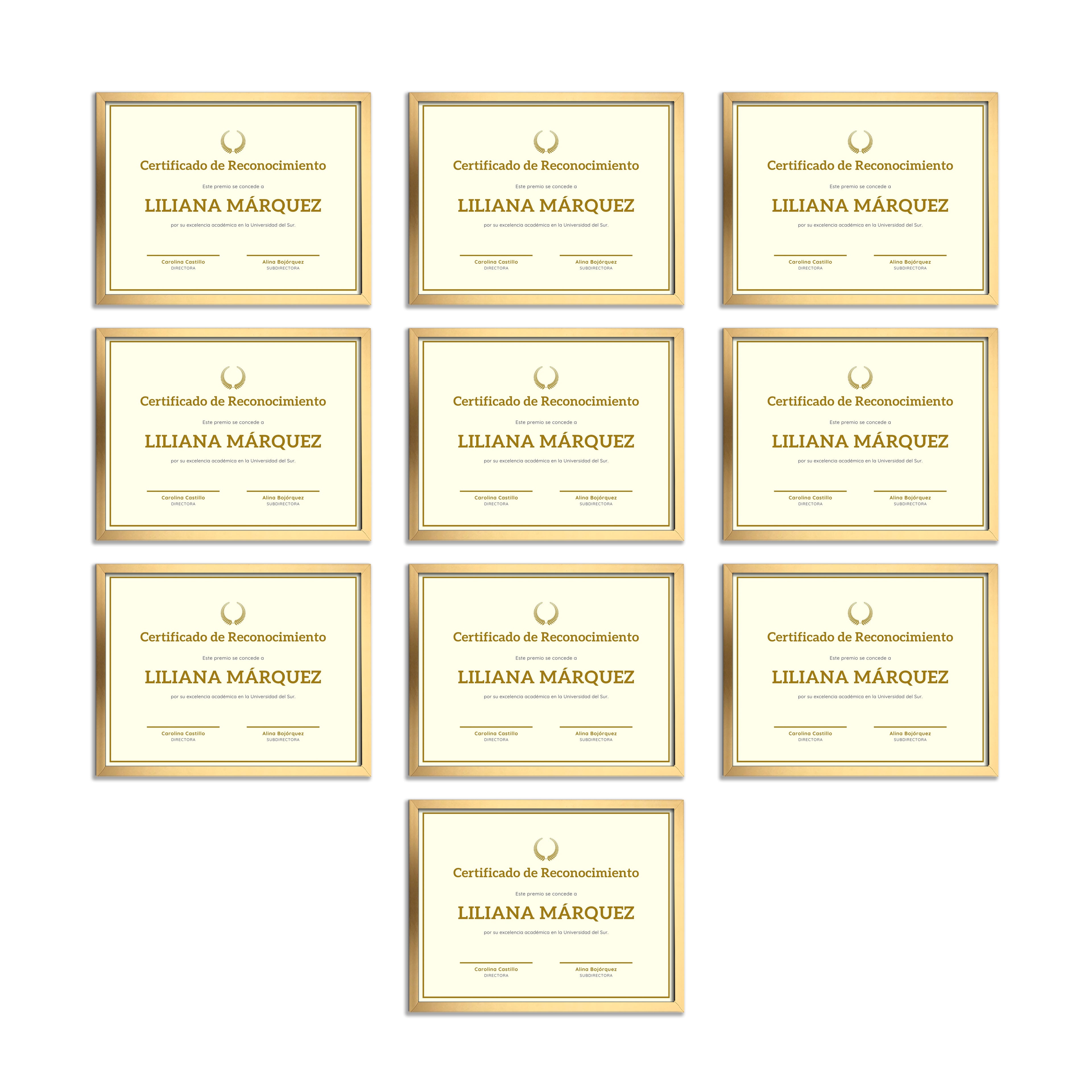 Marcos Tamaño Carta P/diplomas-reconocimientos Set 10 Piezas