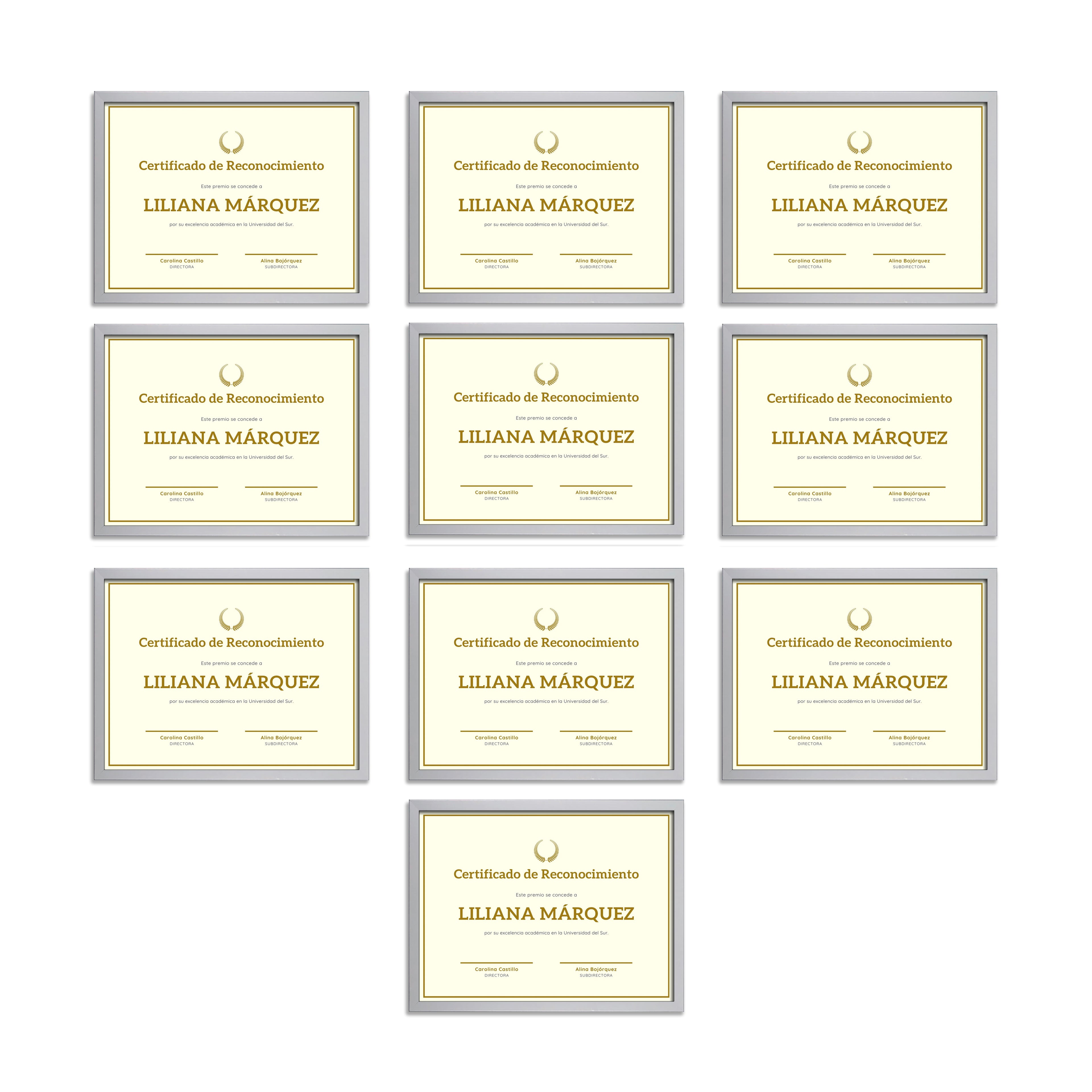 Marcos Tamaño Carta P/diplomas-reconocimientos Set 10 Piezas