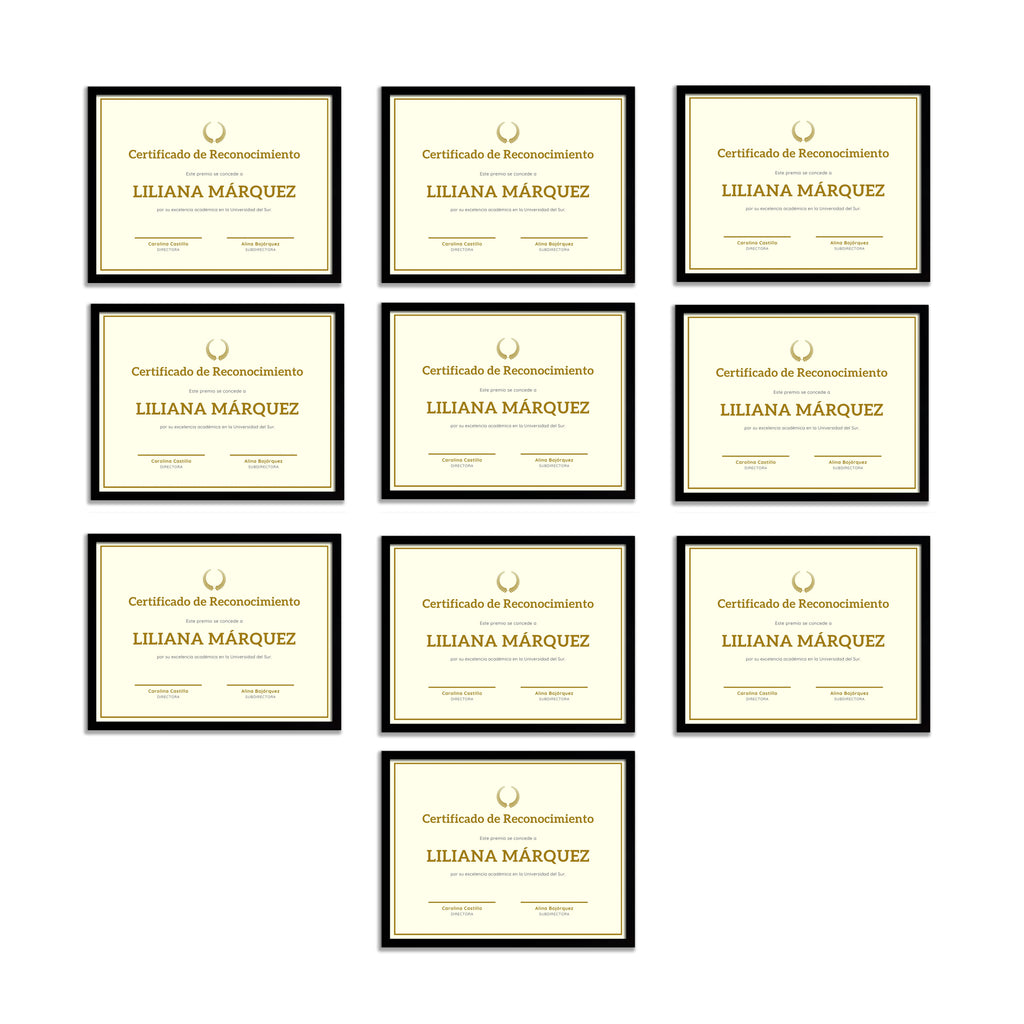 Marcos Tamaño Carta P/diplomas-reconocimientos Set 10 Piezas