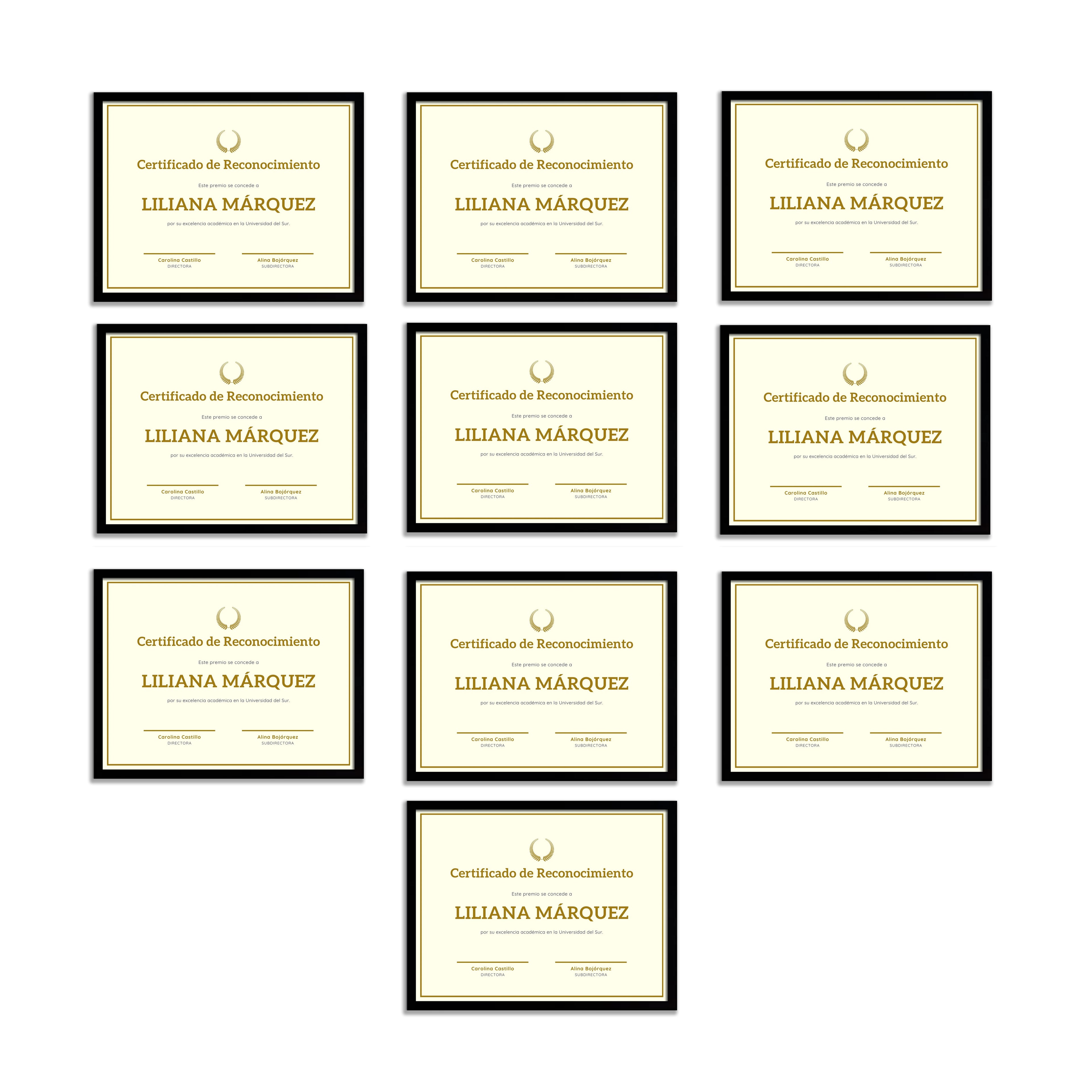 Marcos Tamaño Carta P/diplomas-reconocimientos Set 10 Piezas