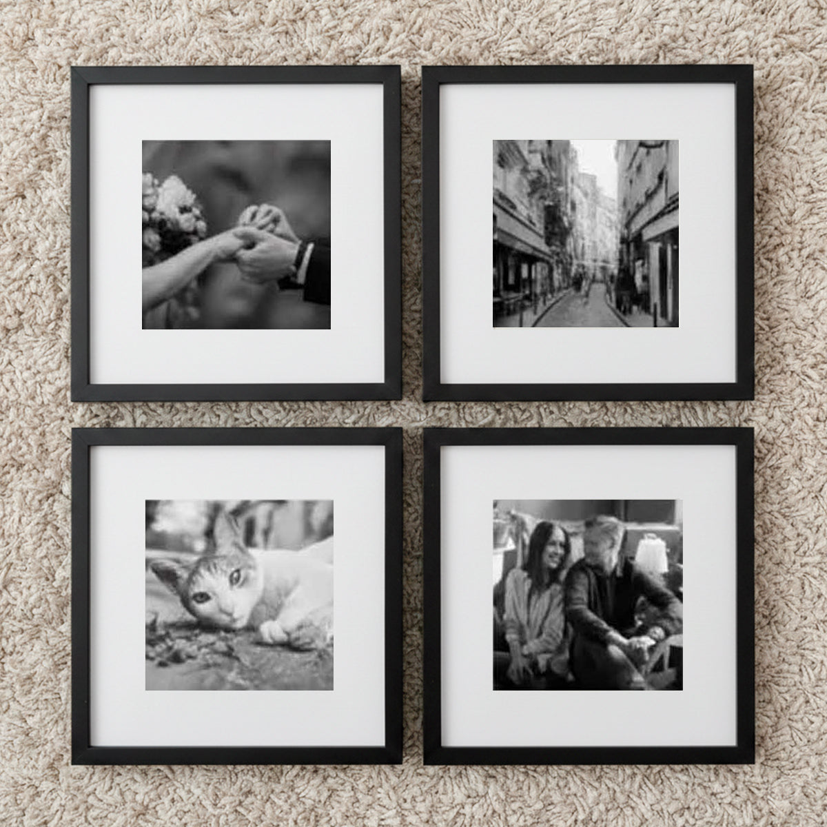 Kit de 4 Cuadros Estilo Galería Minimalista 20x20cm c/u