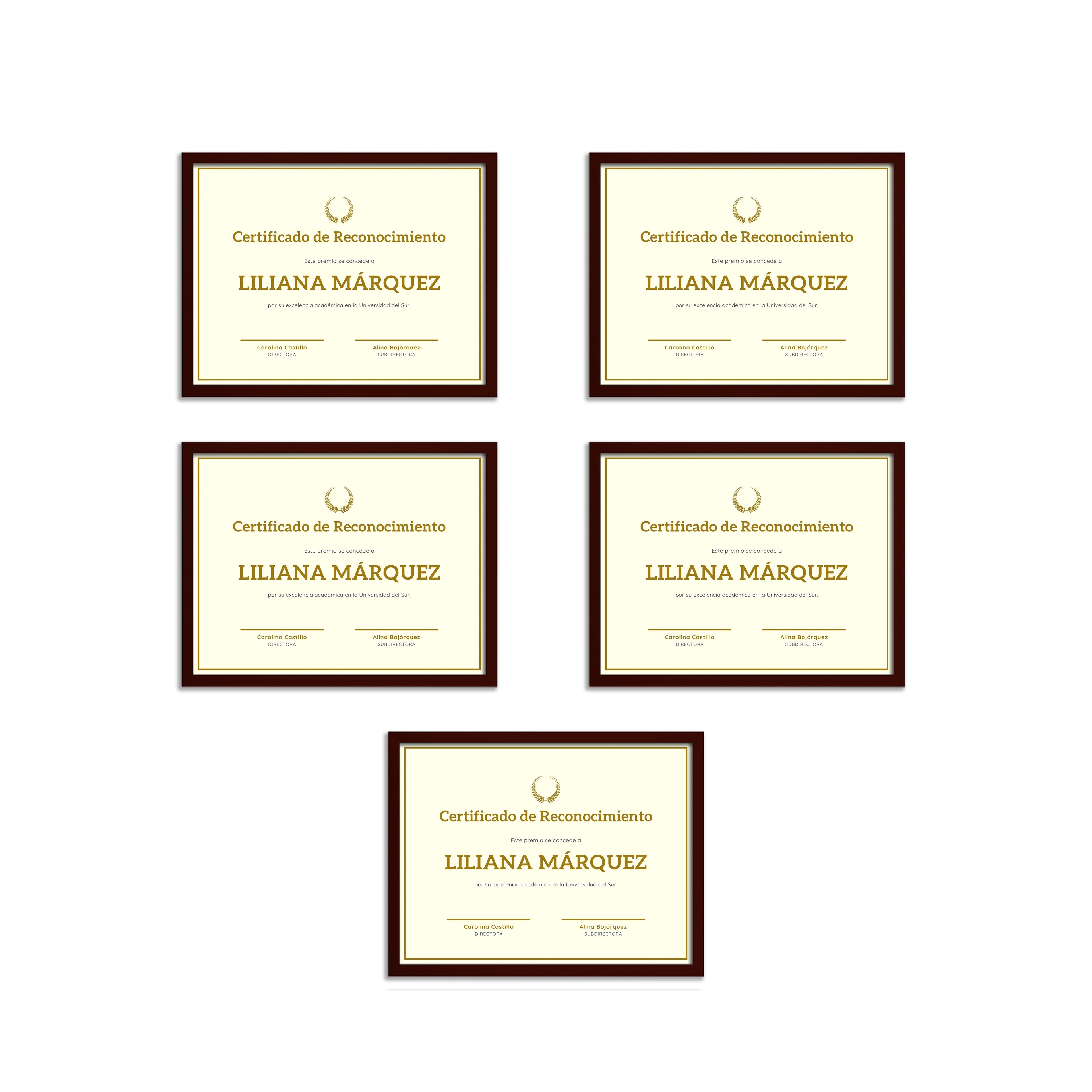 Marcos Tamaño Carta P/diplomas-reconocimientos Set 5 Piezas