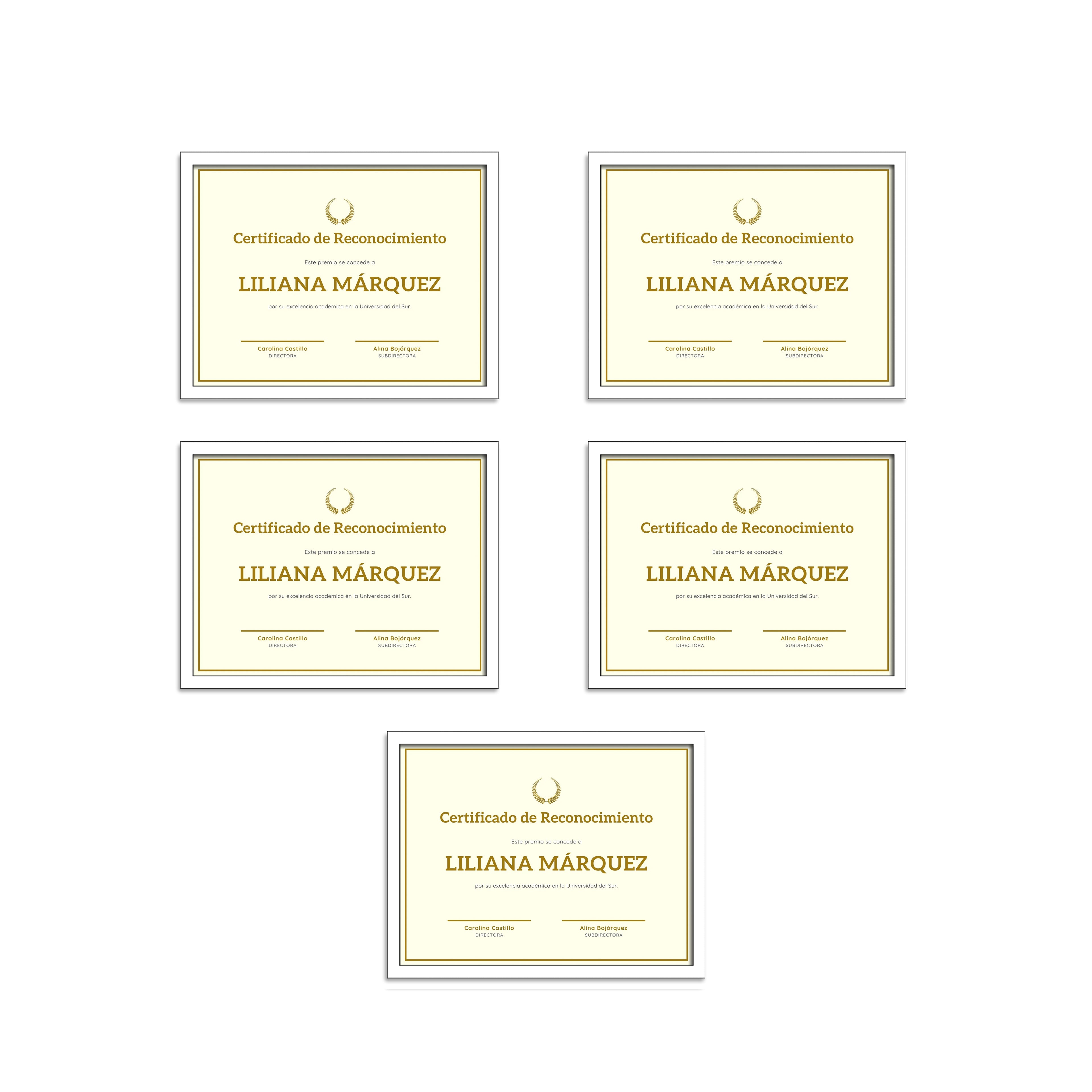 Marcos Tamaño Carta P/diplomas-reconocimientos Set 5 Piezas