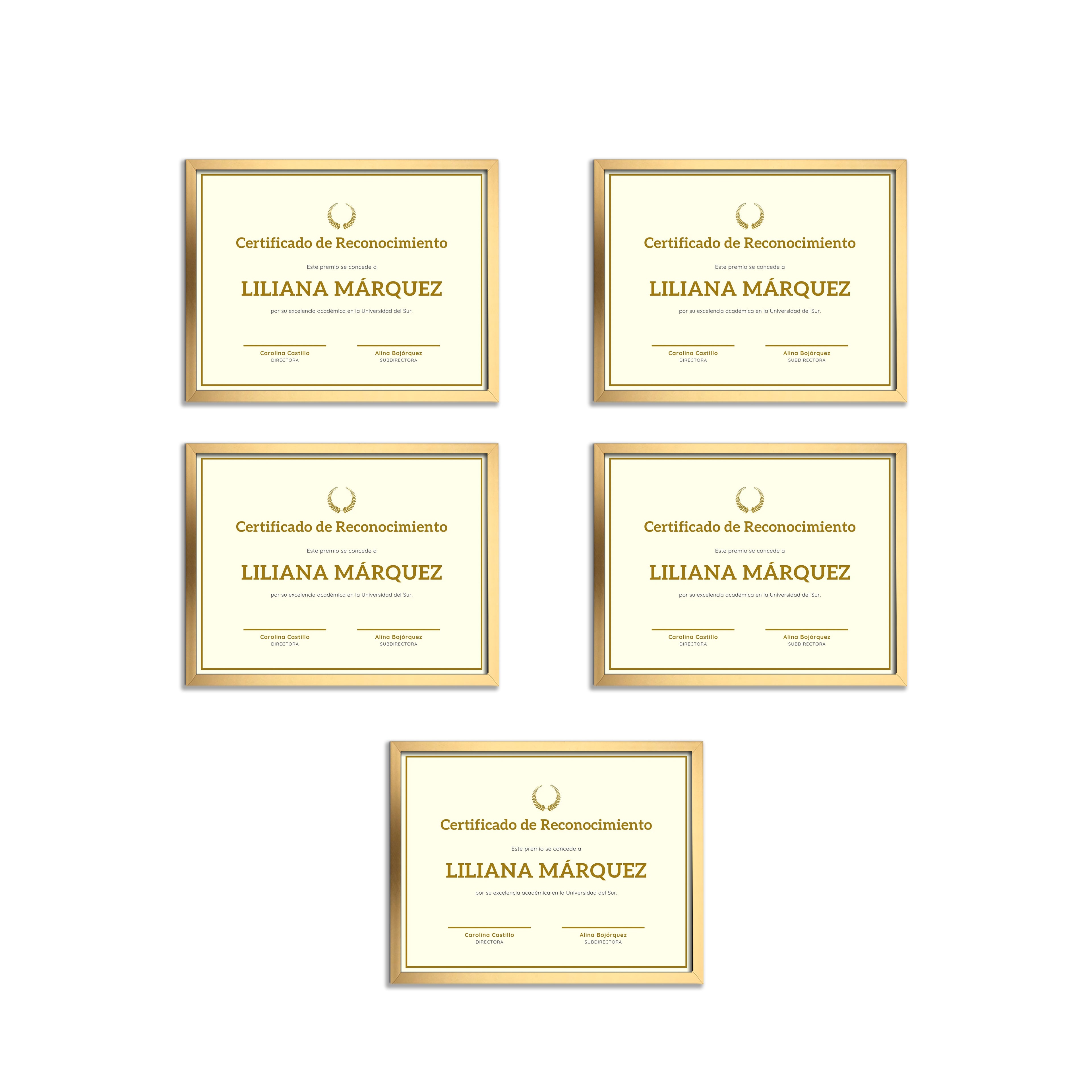 Marcos Tamaño Carta P/diplomas-reconocimientos Set 5 Piezas