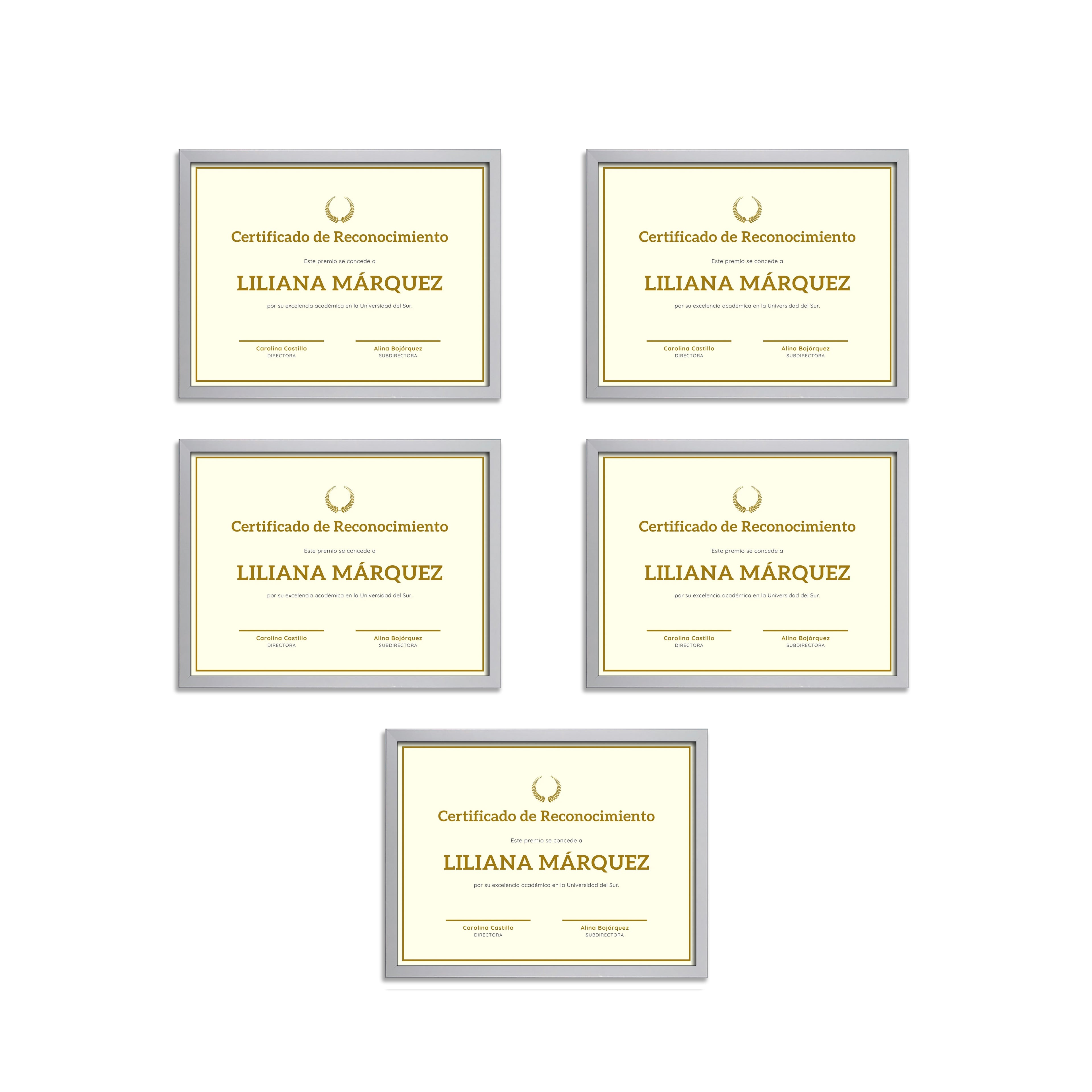Marcos Tamaño Carta P/diplomas-reconocimientos Set 5 Piezas