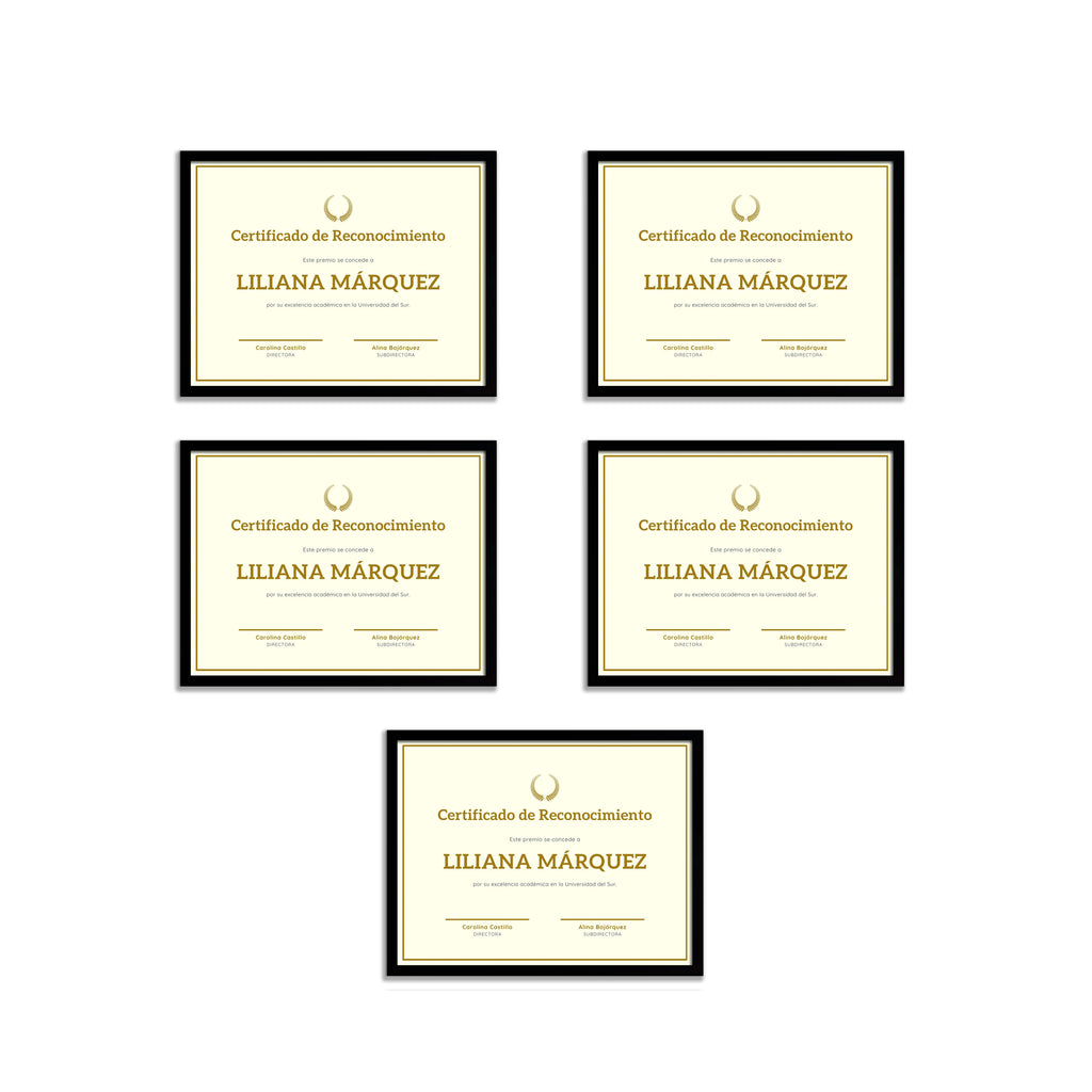 Marcos Tamaño Carta P/diplomas-reconocimientos Set 5 Piezas