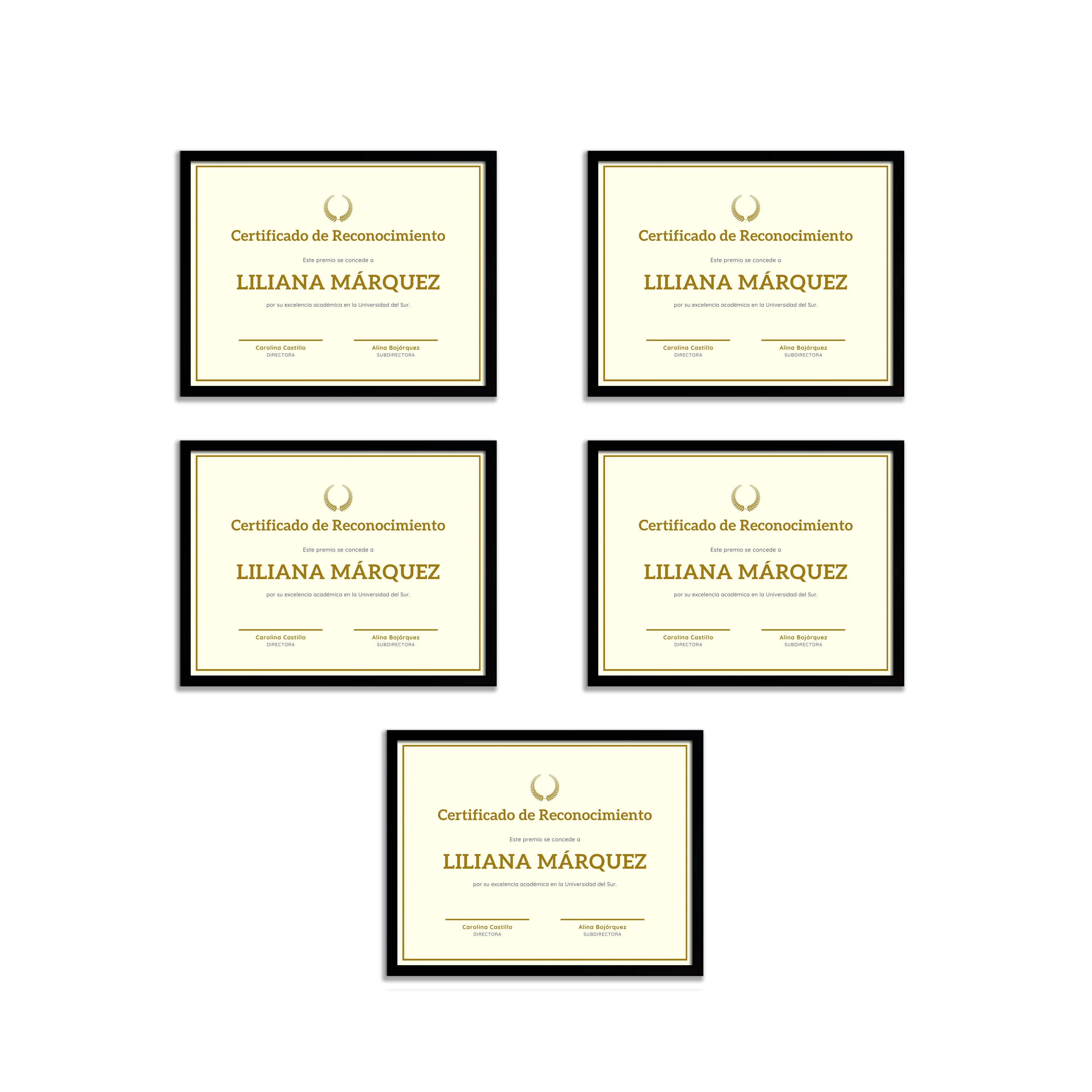 Marcos Tamaño Carta P/diplomas-reconocimientos Set 5 Piezas