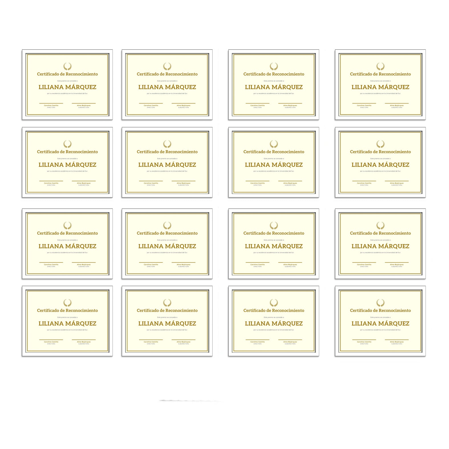 Marcos Tamaño Carta P/diplomas-reconocimientos Set 16 Piezas