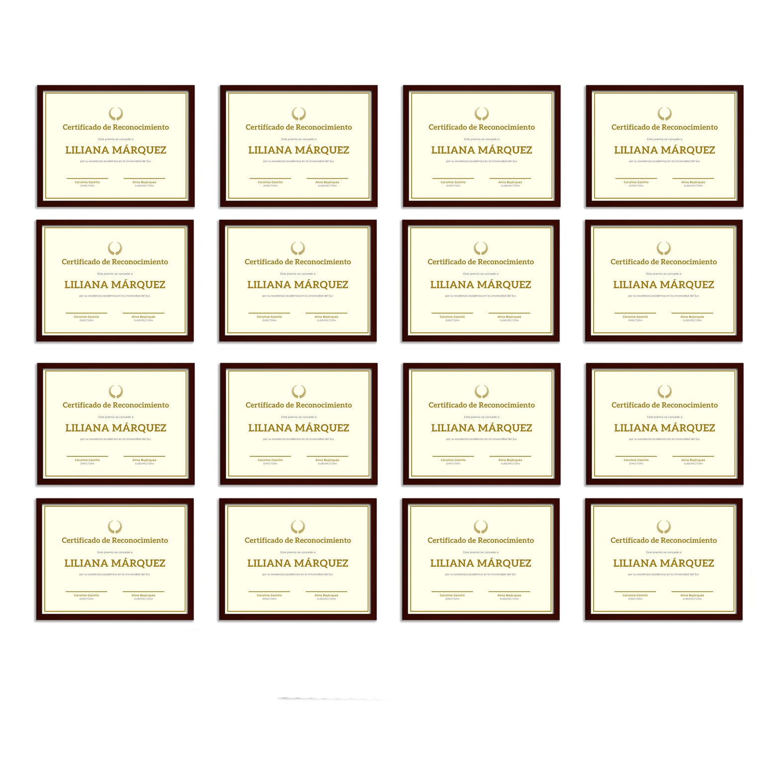 Marcos Tamaño Carta P/diplomas-reconocimientos Set 16 Piezas