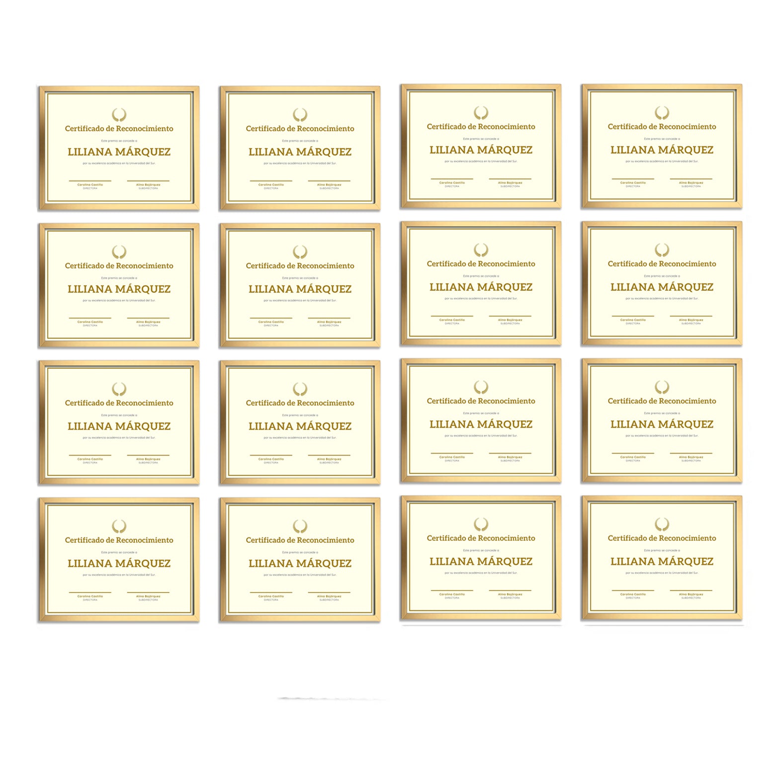 Marcos Tamaño Carta P/diplomas-reconocimientos Set 16 Piezas