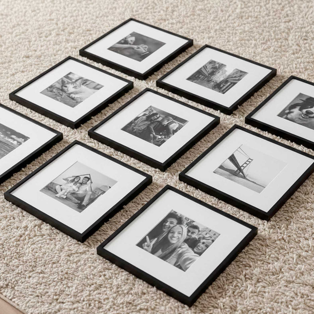 Kit de 9 Cuadros Estilo Galería Minimalista 35x35cm c/u