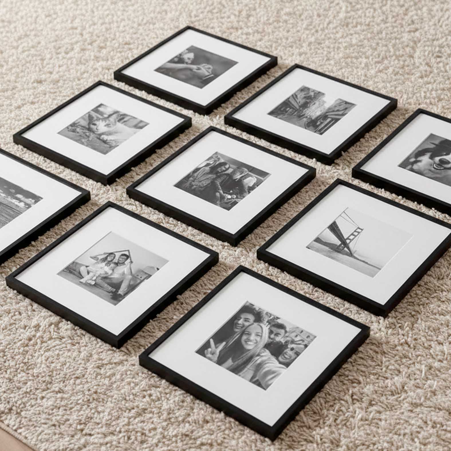 Kit de 9 Cuadros Estilo Galería Minimalista 35x35cm c/u