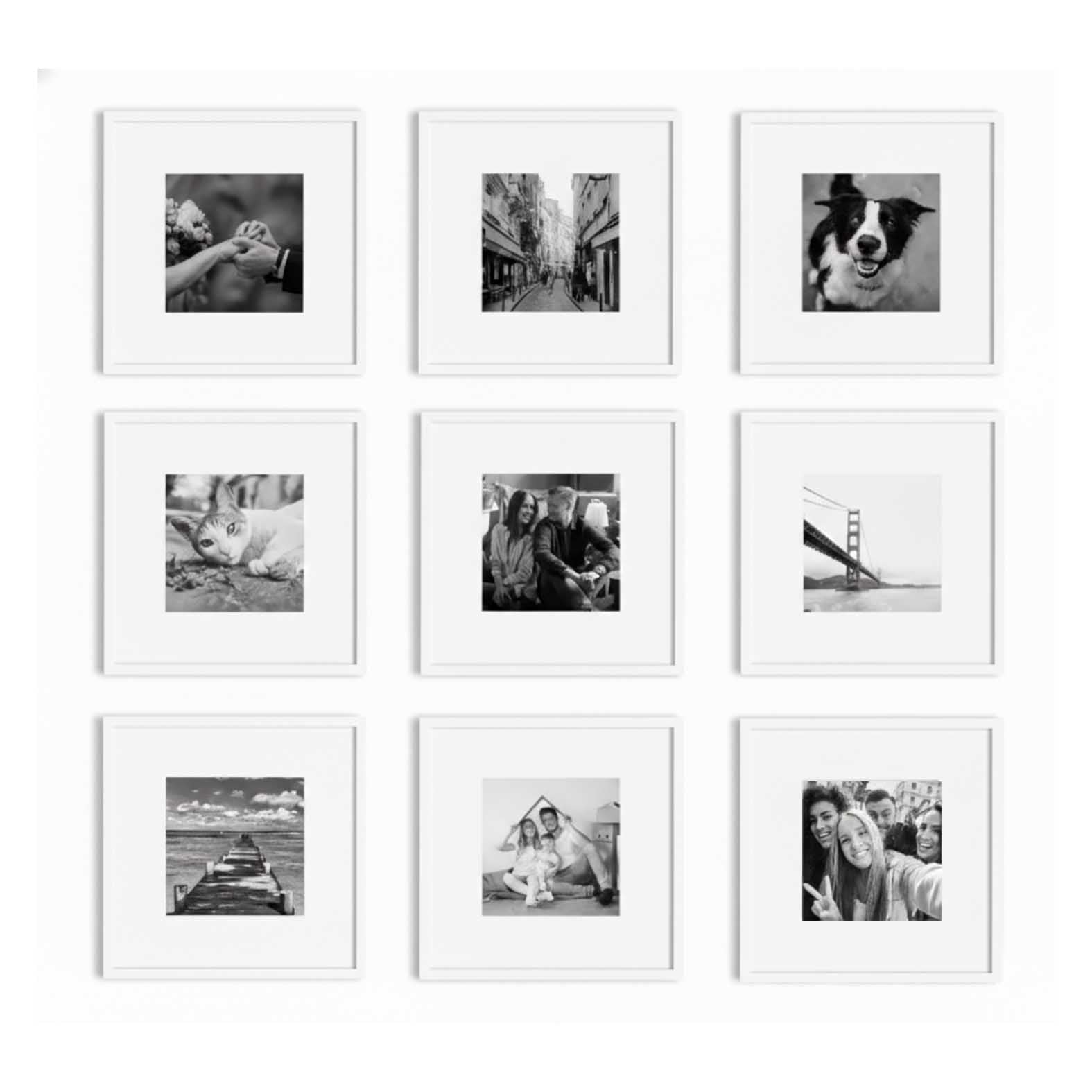 Kit de 9 Cuadros Estilo Galería Minimalista 30x30cm c/u