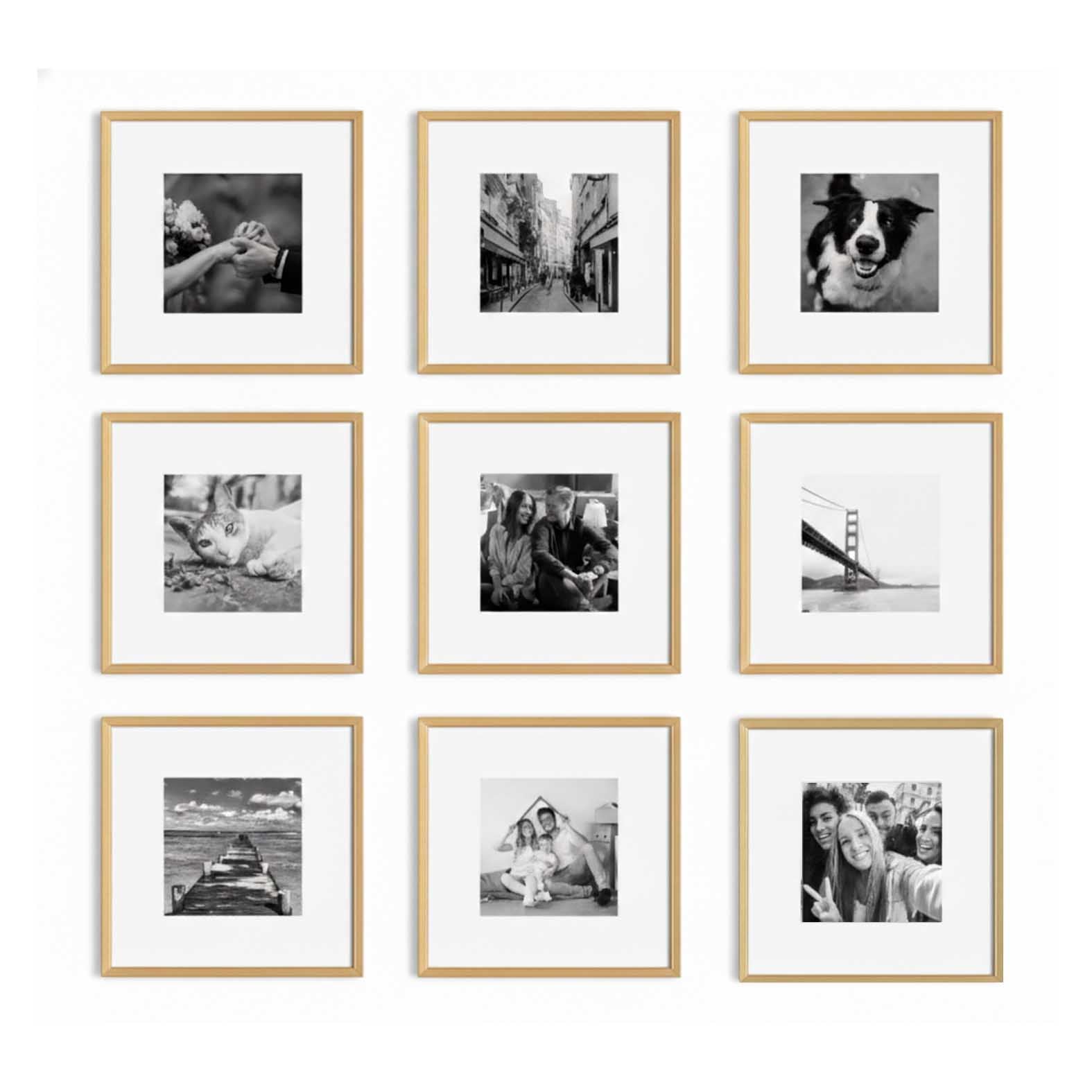 Kit de 9 Cuadros Estilo Galería Minimalista 30x30cm c/u