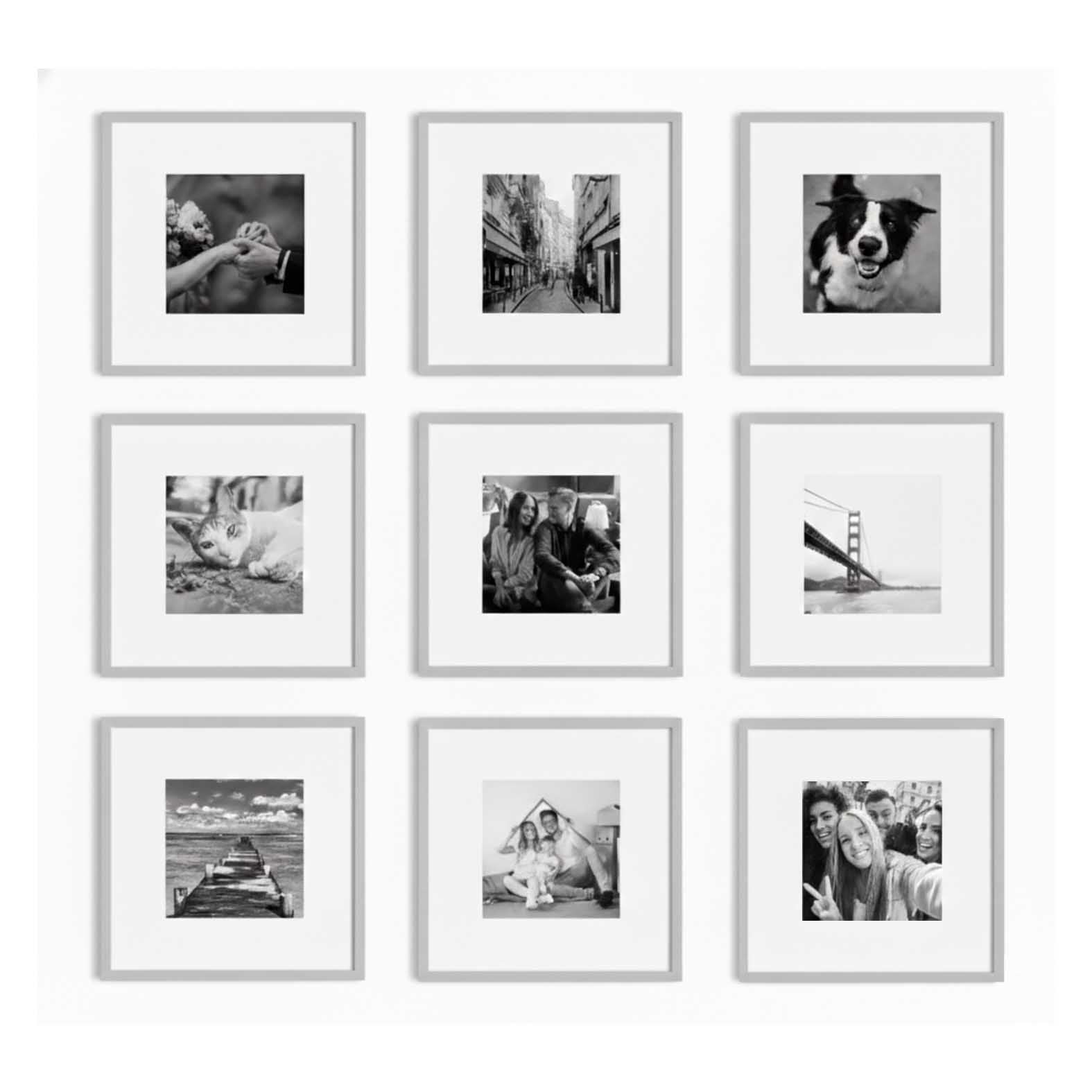 Kit de 9 Cuadros Estilo Galería Minimalista 30x30cm c/u