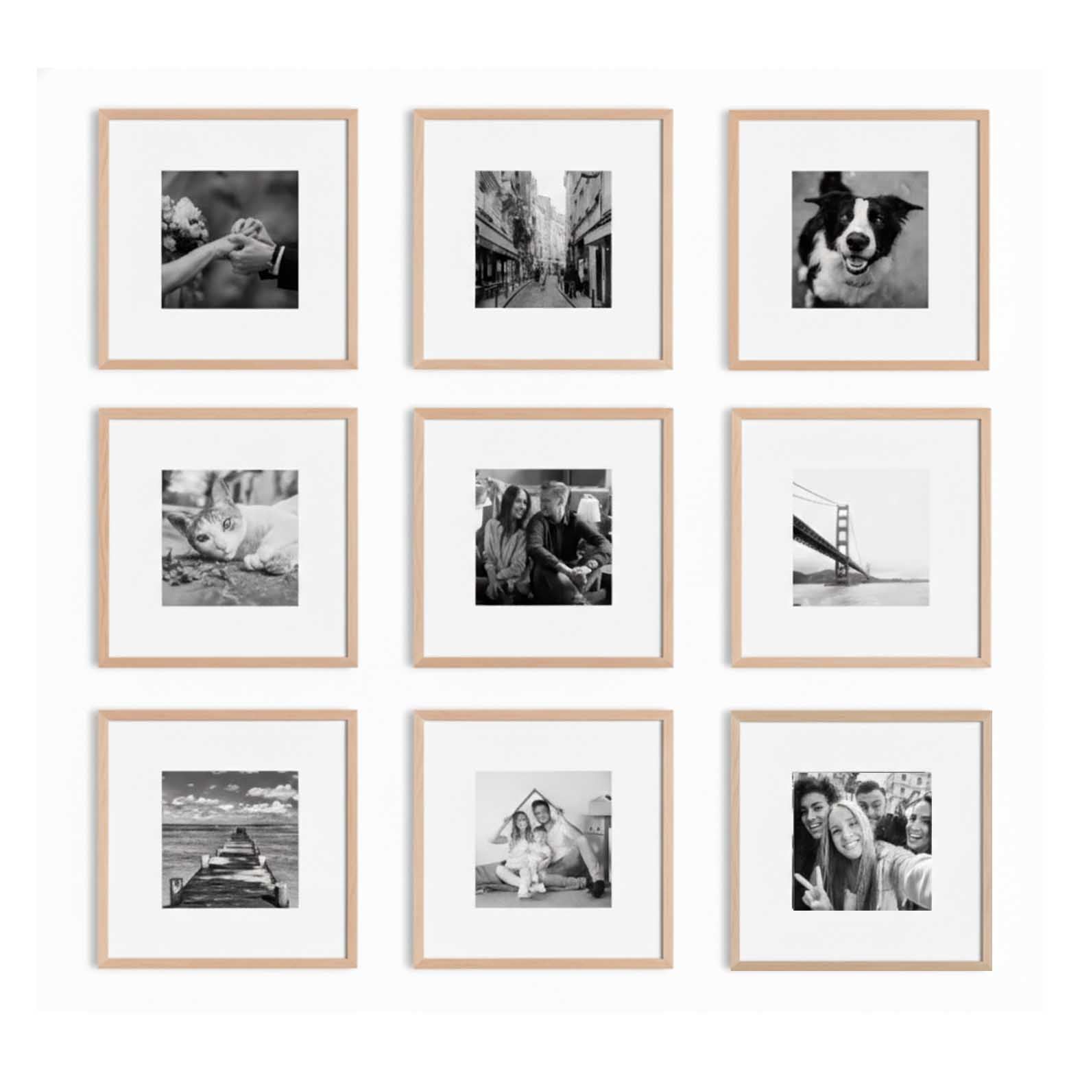 Kit de 9 Cuadros Estilo Galería Minimalista 30x30cm c/u