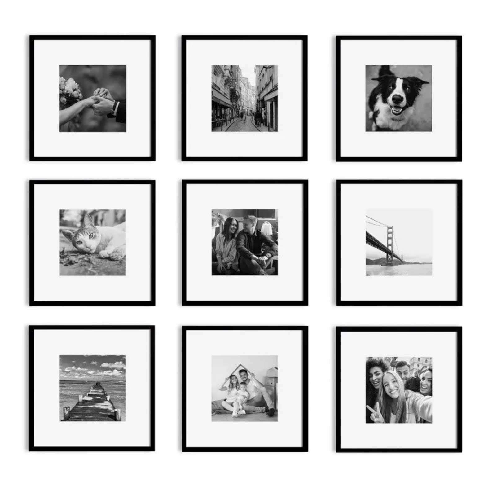 Kit de 9 Cuadros Estilo Galería Minimalista 30x30cm c/u