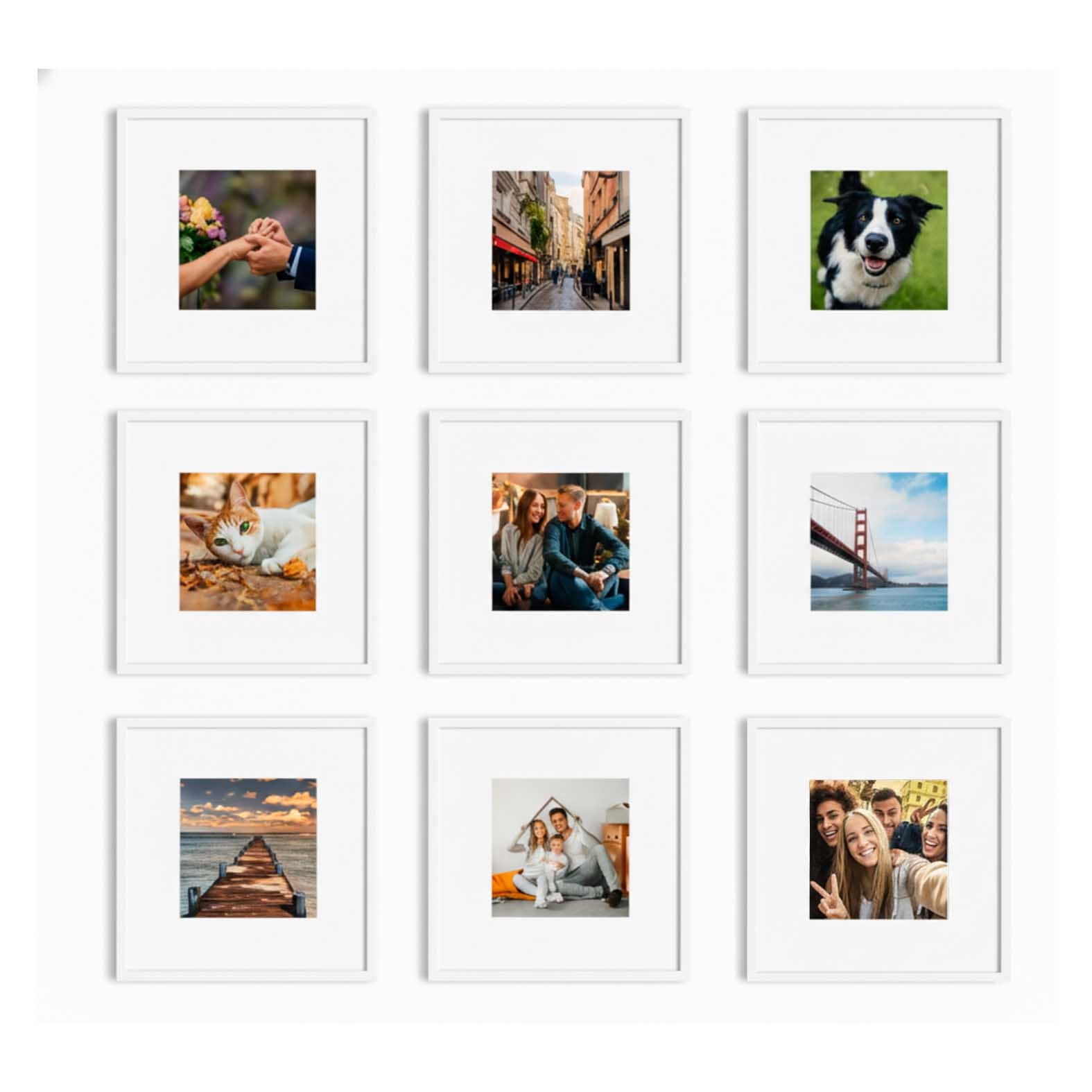Kit de 9 Cuadros Estilo Galería Minimalista 30x30cm c/u