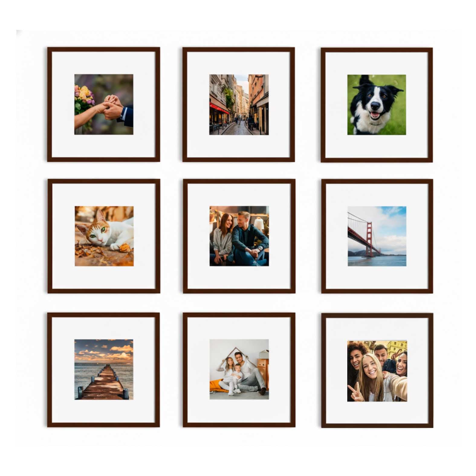 Kit de 9 Cuadros Estilo Galería Minimalista 30x30cm c/u
