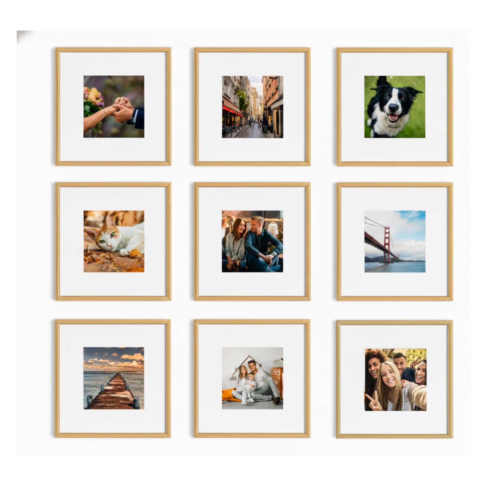 Kit de 9 Cuadros Estilo Galería Minimalista 50x50cm c/u