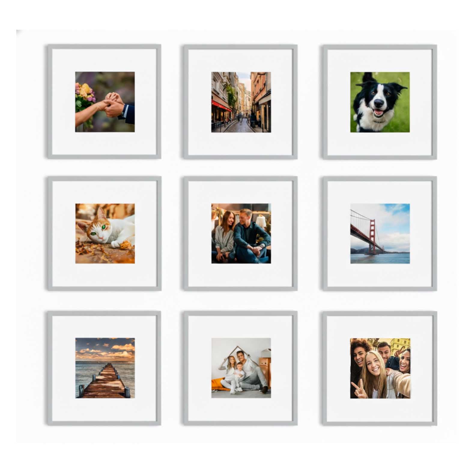 Kit de 9 Cuadros Estilo Galería Minimalista 40x40cm c/u