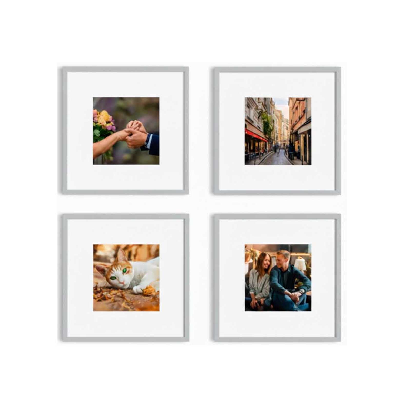Kit de 4 Cuadros Estilo Galería Minimalista 20x20cm c/u