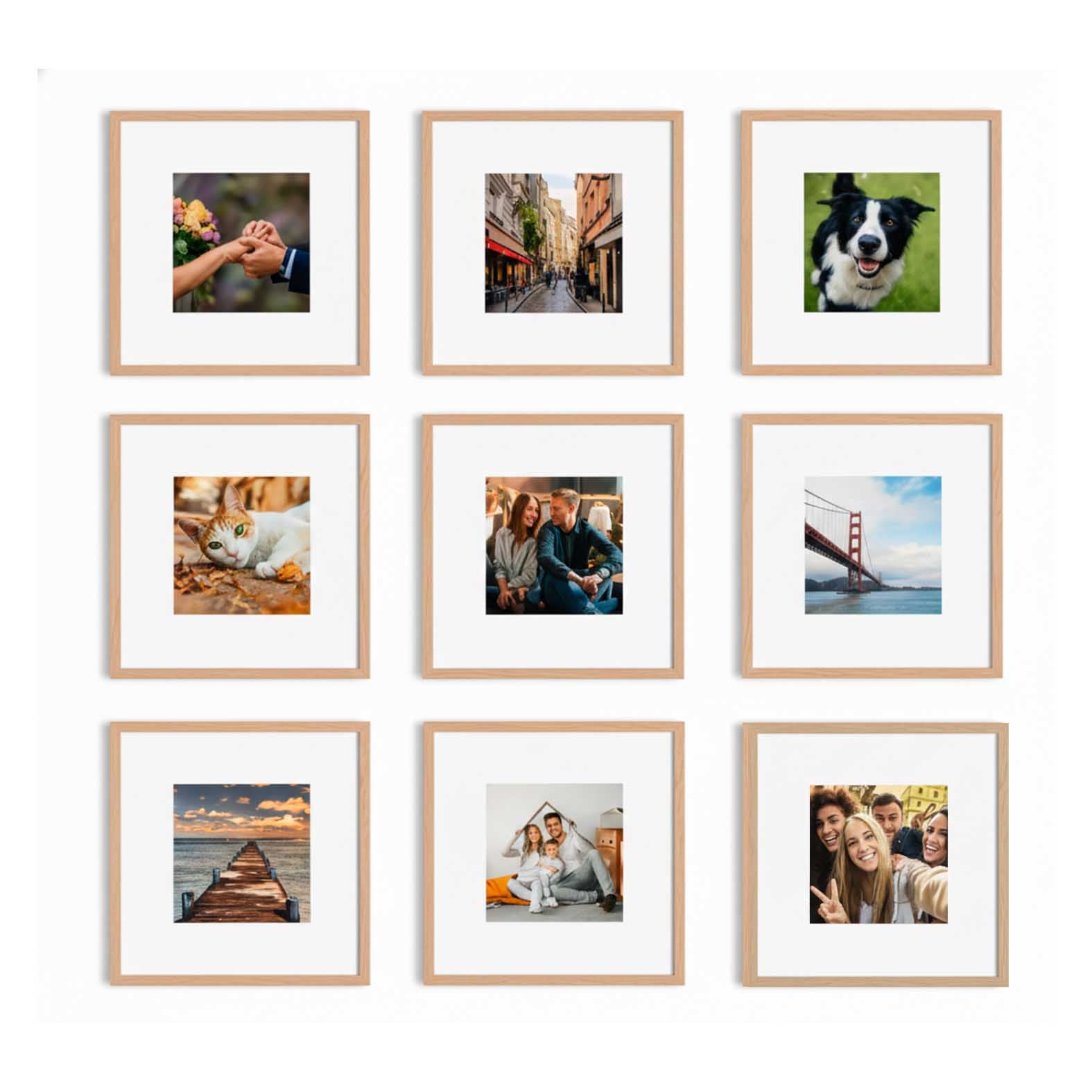 Kit de 9 Cuadros Estilo Galería Minimalista 30x30cm c/u