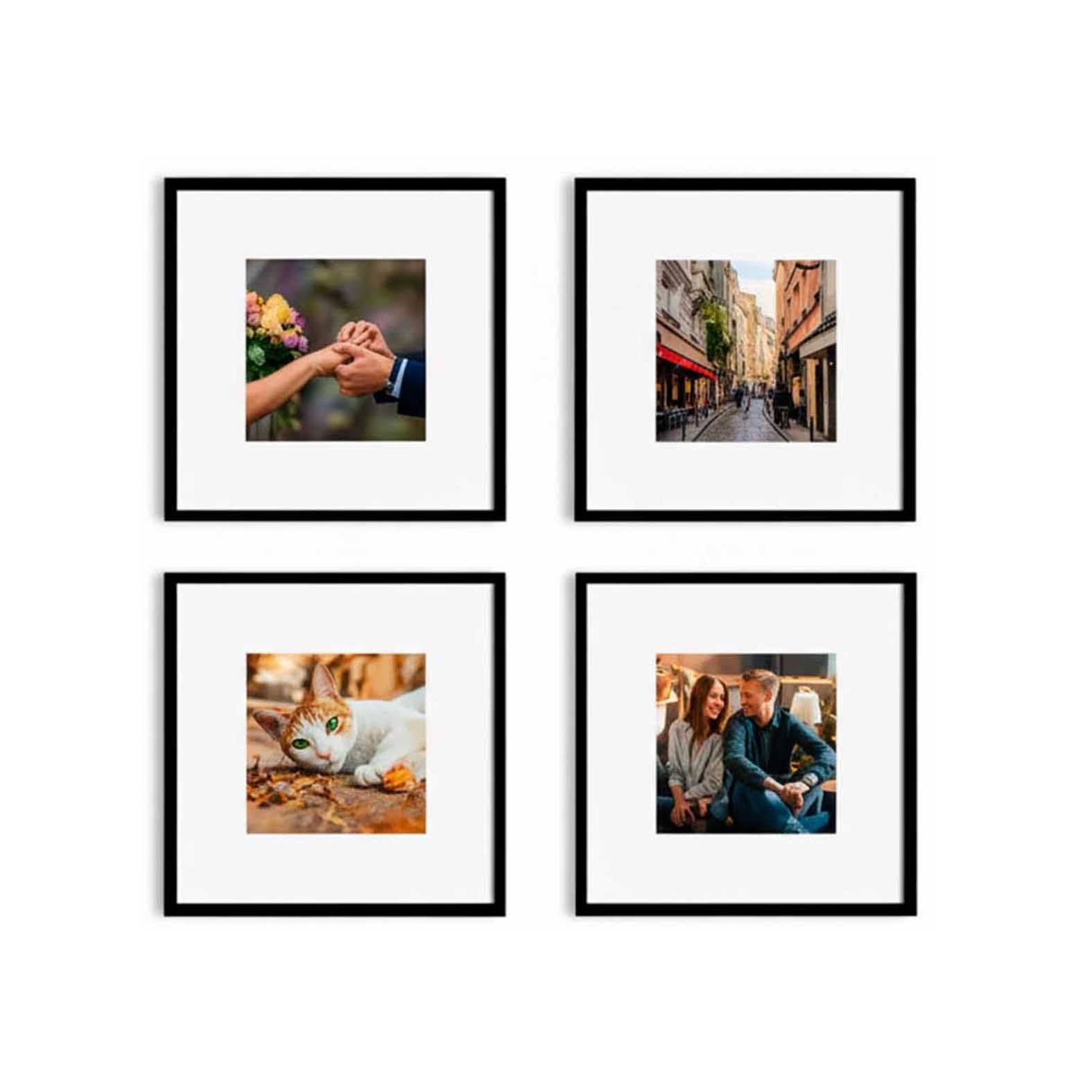 Kit de 4 Cuadros Estilo Galería Minimalista 20x20cm c/u