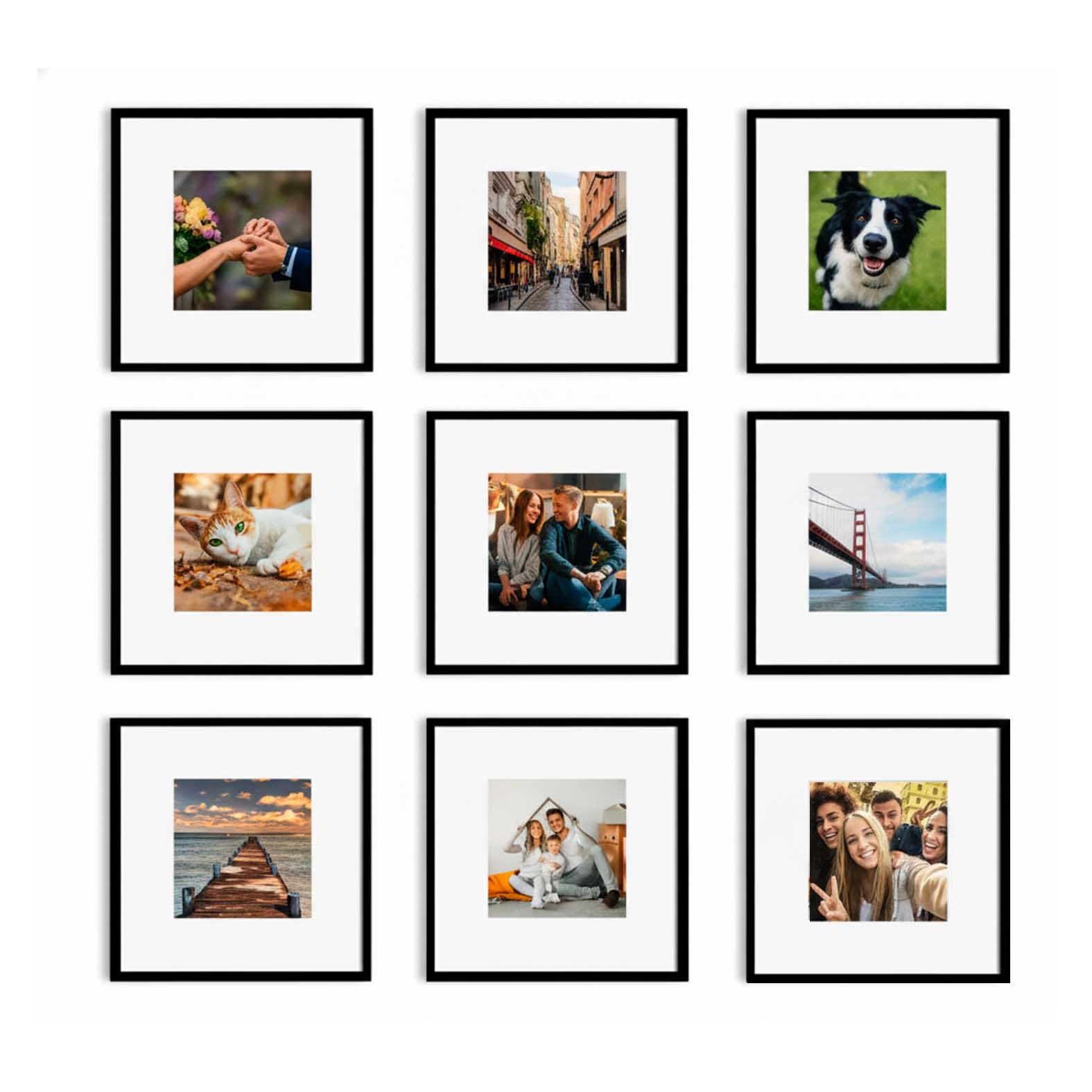 Kit de 9 Cuadros Estilo Galería Minimalista 40x40cm c/u