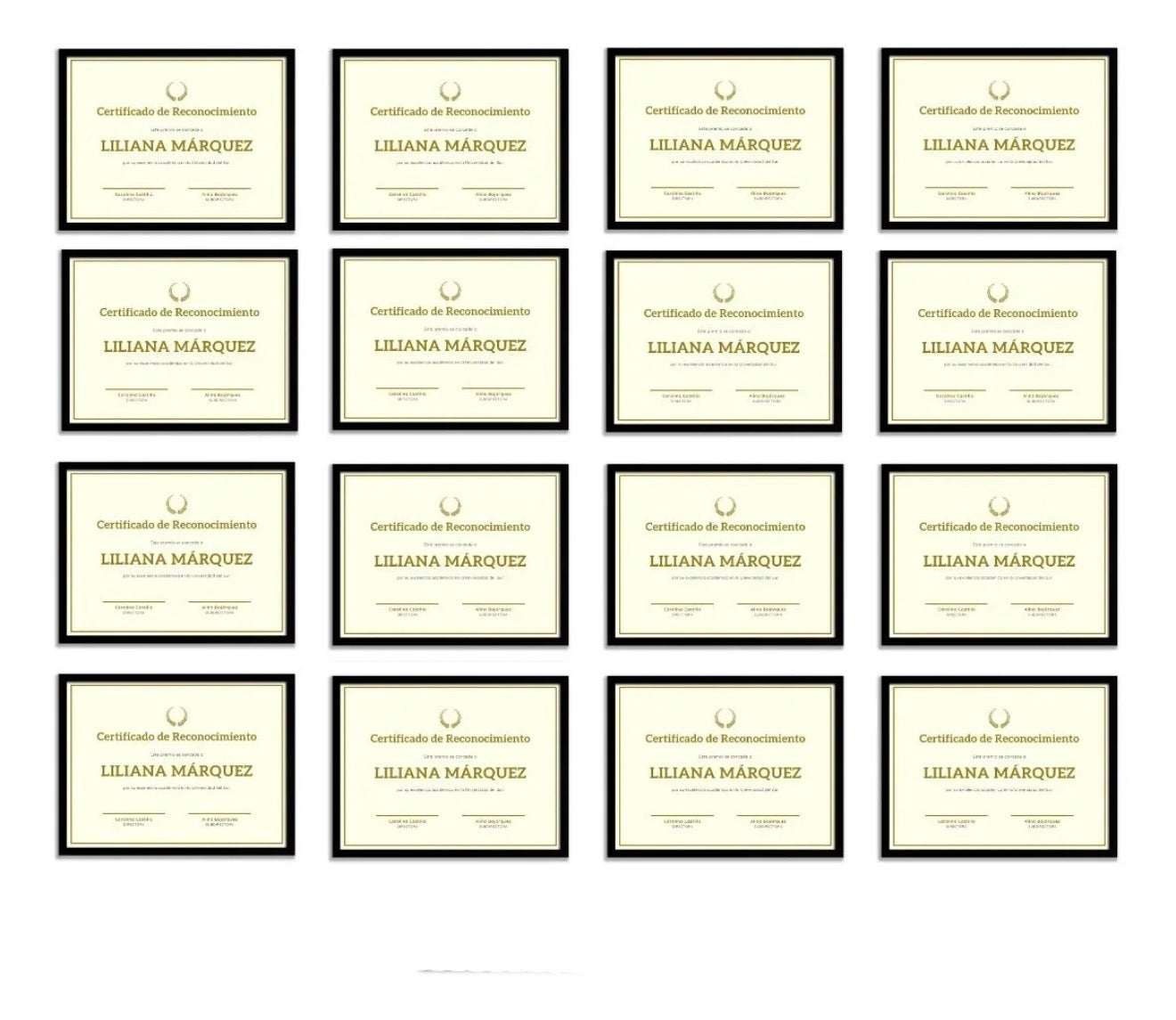 Marcos Tamaño Carta P/diplomas-reconocimientos Set 16 Piezas